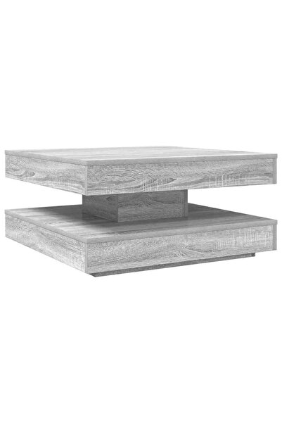 vidaxl Măsuță cafea rotativă 360 grade, sonoma gri 70x70x34,5 cm