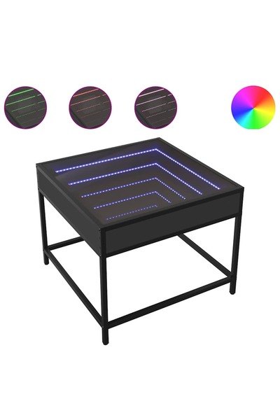 vidaxl Măsuță de cafea cu LED infinity, negru, 50x50x41 cm