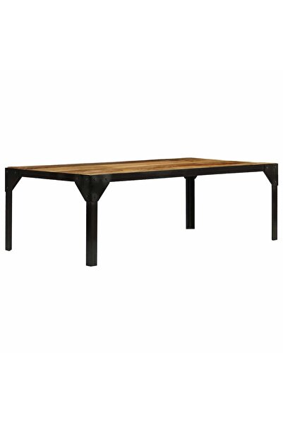 vidaxl Măsuță de cafea, 110 cm, lemn masiv de mango nefinisat, oțel