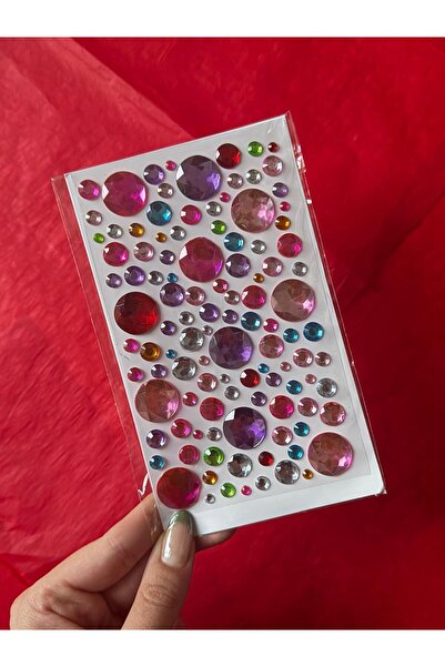 Made in Pieces Taş Sticker Yapışkanlı Bedazzling Yuvarlak Işıltılı Süs Taşı Y...
