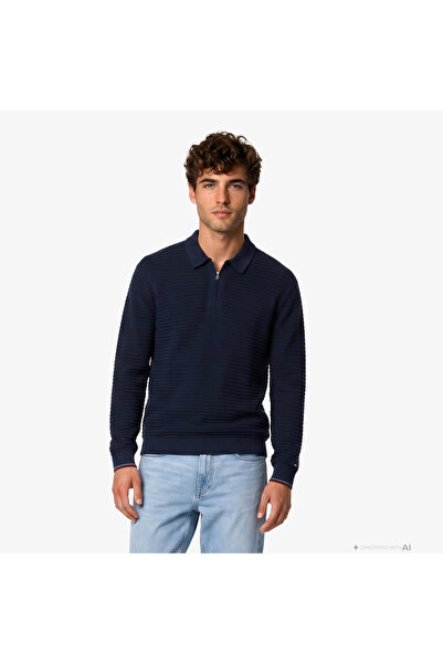 Tommy Hilfiger Knitted Zip Erkek Lacivert Triko