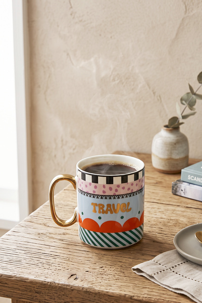 Kitchen Life Pop Art Travel Porselen Kahve Çay Kupası 270 ml