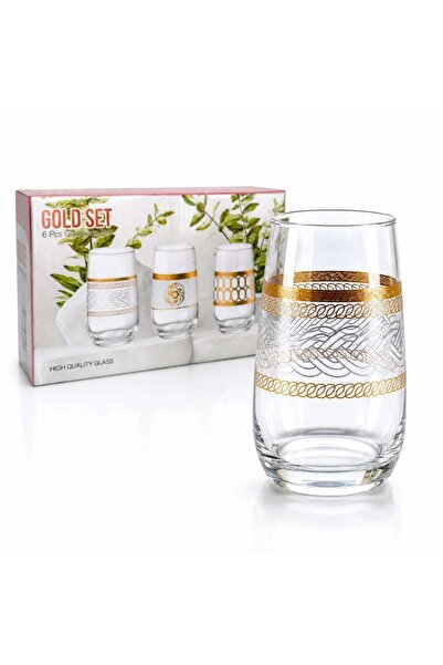 JML Pahar din Sticlă 6/set, Model Gold 13cm, Transparent