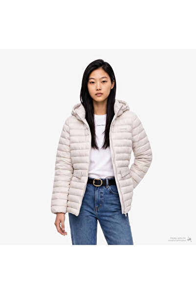 Calvin Klein Belted Puffer Kadın Beyaz Ceket