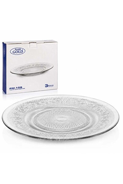 JML Farfurie Plată 25cm, din Sticlă 3/set, Transparenta