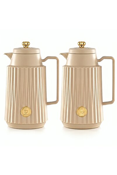Hawa al-sahel al-thhabe Noura Gold 2-Piece Thermos Set - Beige with Gold