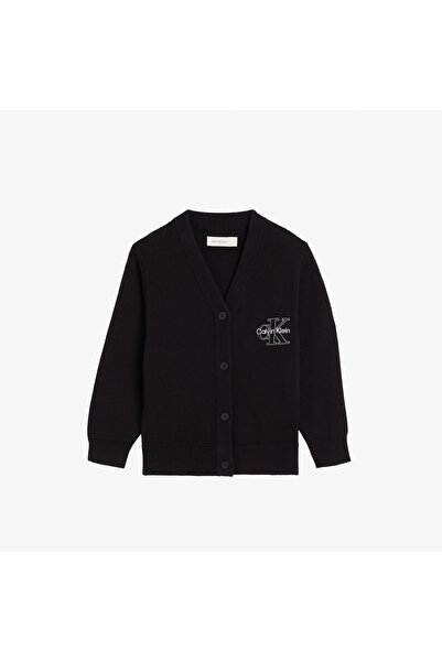 Calvin Klein Monologo Varsity Cardigan Çocuk Siyah Triko