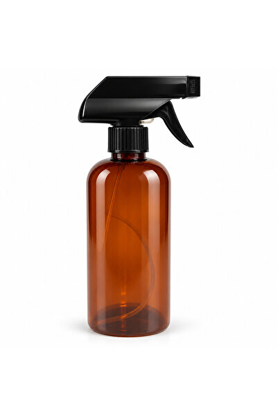 makrobay 500 ml Amber PET Sprey Şişesi Siyah Trigger Başlıklı Boş Şişe 1 Adet
