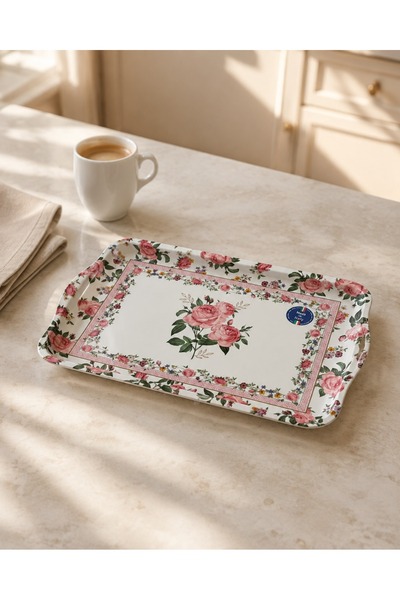 Easy Life Collection's Chant Des Roses Kulplu Tepsi 22 x 15 cm