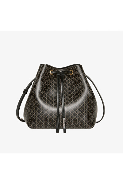 Calvin Klein Emblem Drawstring Bucket Kadın Siyah El Çantası