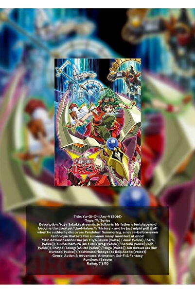OEM Γιου-Γκι-Ο! Αφίσα Ινφογραφικού Σχεδίου Arc-V, Συλλογή Άνιμε, Χαρτόνι 250γ...