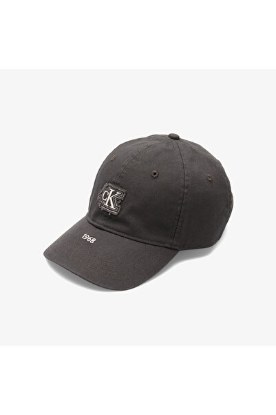 Calvin Klein Washed Cotton Canvas Small Fraye Erkek Gri Şapka