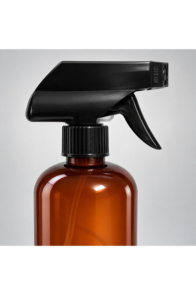 makrobay 500 ml Amber PET Sprey Şişesi Siyah Trigger Başlıklı Boş Şişe 1 Adet