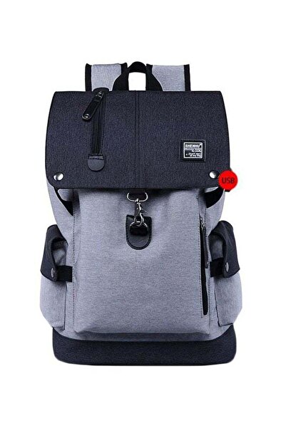 Beauenty Anti-Theft USB Backpack For 15.6 Inch Laptop Grey/Black