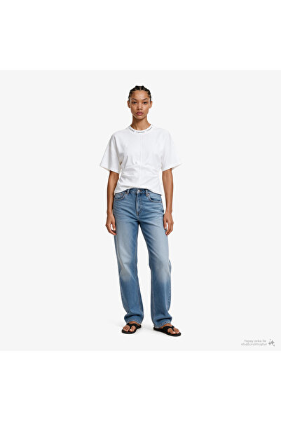 Calvin Klein 90S Straight Basset Blue Kadın Mavi Jean