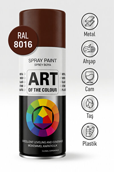 Badem10 RAL 8016 Koyu Kahverengi Prof. Sprey Boya Metal Ahşap Taş Plastik ve Cam Yüzeylere Spray Boya 400 ml