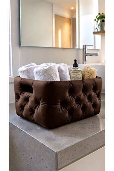 ÜÇ BOYUT ATÖLYE Decorative Quilted Multi-Purpose Organizer Basket – Towel, Ba...
