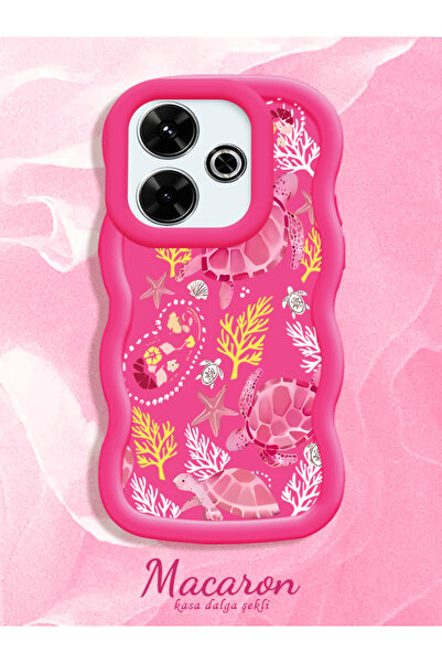 PATTERNOVA Redmi 13/13X Uyumlu Deniz Baskılı Telefon Kılıfı, Pembe Kaplumbağa...