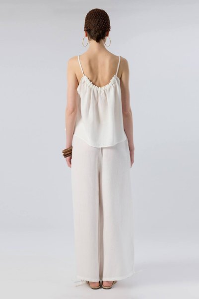 İpekçi Otantik Luma Textured Tencel Trousers White