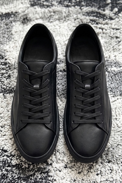 Livio Ferri Leon 100% Genuine Leather Lace-Up Minimal Men's Sneaker Shoes