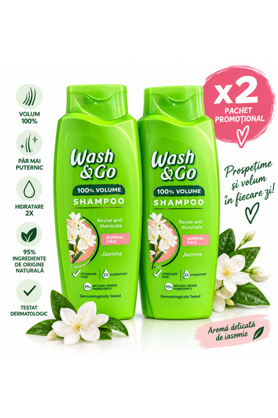 WASH&GO 2x 675 ml șampon Jasmine