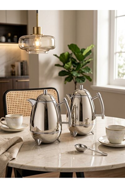 Generic Trams Steel Tea and Coffee Set 1+1 Liter with Luxurious and Modern De...