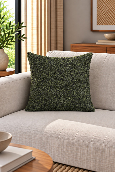 texta home deco Melange Buklet Dokuma Kırlent Kılıfı Yeşil - 45x45 cm