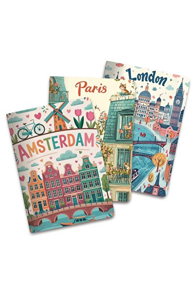 Purple Adv Dizajnirajte mali trostruki blok za beleške London Amsterdam Pariz