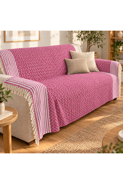 nnevora N Nevora 170X210 cm Tufted Zigzag Patterned Multi-Purpose Sofa Cover ...