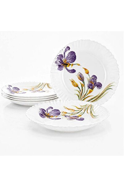 JML Farfurie Adanca 6/set, din Opal 21.5x3.5cm, Model Floral Transparent