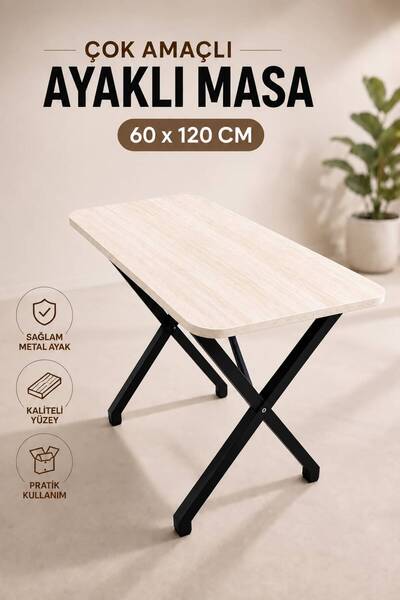 BAMBEDS MOBİLYA 60x90 cm Çok Amaçlı Masa | Balkon Masası | Çalışma Masası