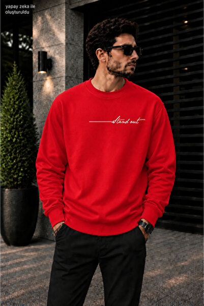 caddekombin Men's Stand Out Calligraphy Written Crew Neck Casual Regular Fit ...