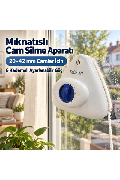 Ekostem Mıknatıslı Cam Silme Aparatı - 6 Kademeli 20-42 mm Aralığındaki Camla...