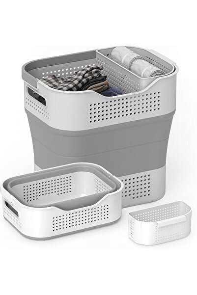 GENERAL Foldable Laundry Basket with Handles - 35L Portable Pop-Up Plastic Cl...