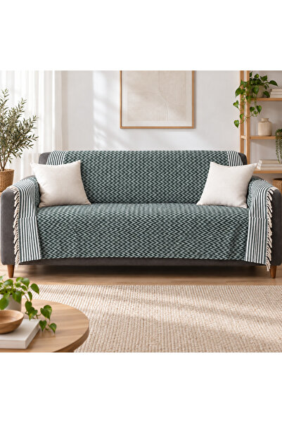 nnevora N Nevora 170X210 cm Tufted Zigzag Patterned Multi-Purpose Sofa Cover ...