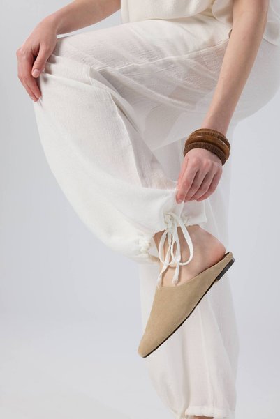 İpekçi Otantik Luma Textured Tencel Trousers White