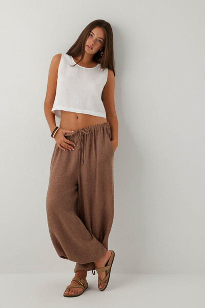 İpekçi Otantik Luma Textured Tensel Trousers Brown