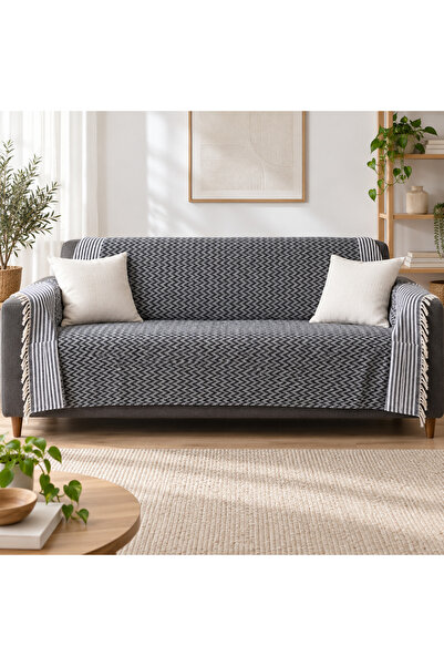 nnevora N Nevora 170X210 cm Tufted Zigzag Patterned Multi-Purpose Sofa Cover ...