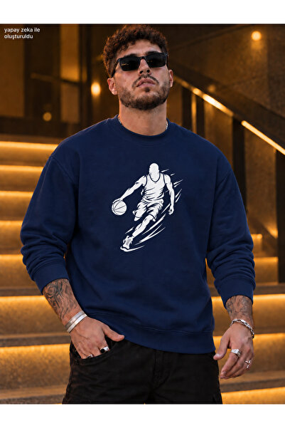 caddekombin Men's Crew Neck Casual Regular Fit Sweatshirt with Basketball Pla...