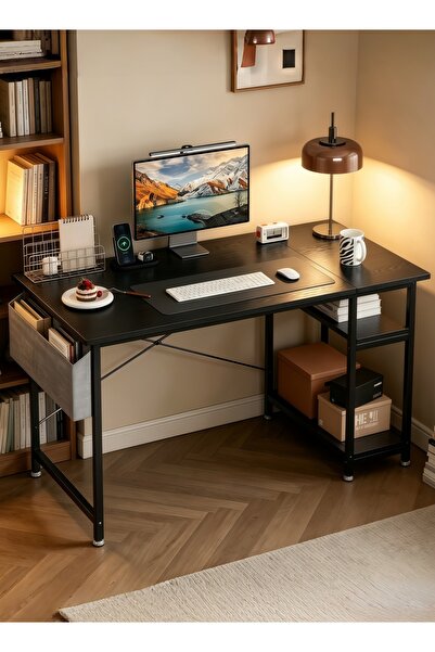 Bojasmiial Adjustable Computer Desk with Reversible Shelves & Storage Pockets...