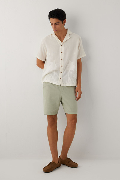 İpekçi Otantik Lina Natural Textured Relax Men's Shorts Island Tea