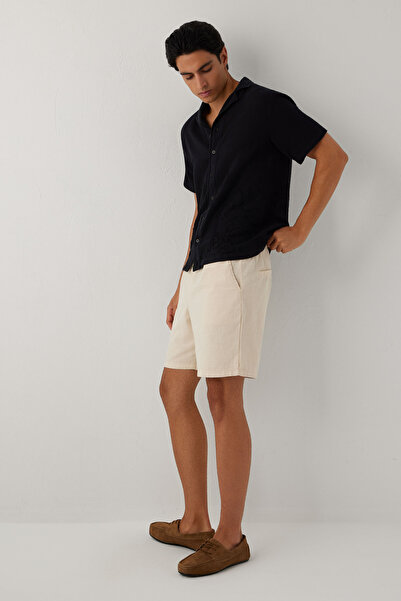 İpekçi Otantik Lina Natural Textured Relax Men's Shorts Beige