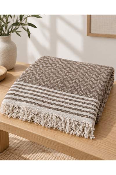 nnevora N Nevora 170X210 cm Tufted Zigzag Patterned Multi-Purpose Sofa Cover ...