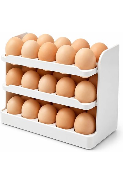 Arabest 3-Tier Egg Holder for Refrigerator,Flip-up Side Door Organizer,Holds ...