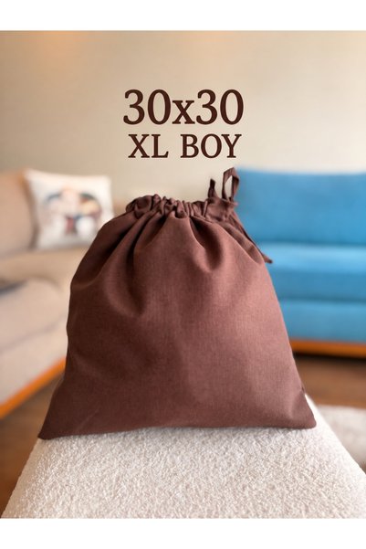 FEEMELS 30x30 xl size brown linen bag - gift bag - purchase bag