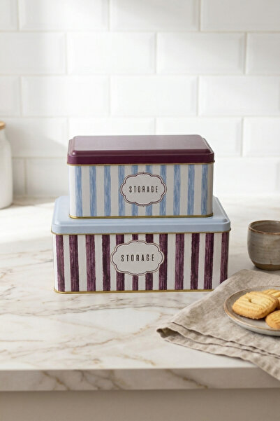 EVLE Decorative Rectangular Storage Box Set of 2 14X24 11.4X18.8 cm / Damson