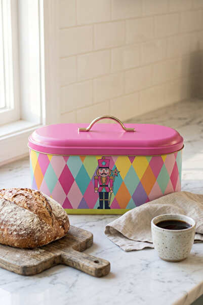 EVLE Oval Metal Ekmek Kutusu 7 Litre, 17.8 x 33.8 x 15.2 cm / Neon Nutcracker