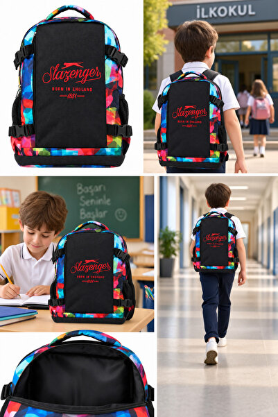 Slazenger حقيبة ظهر يومية للطلاب في المدارس الابتدائية مقاس 40x30x15 سم