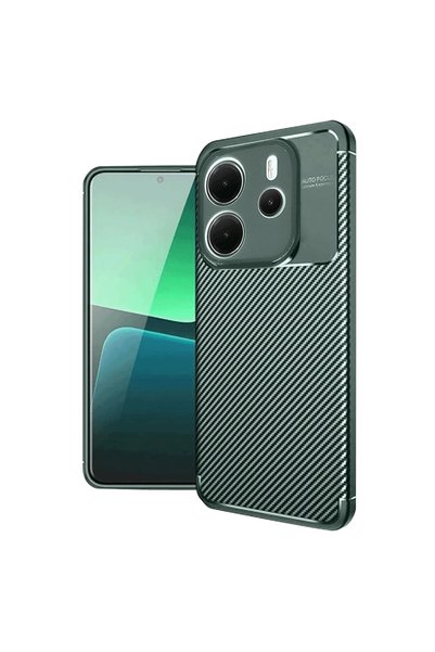 Generic Xiaomi Redmi Note 14 4g Case Auto Focus Carbon Cover - Dark Green