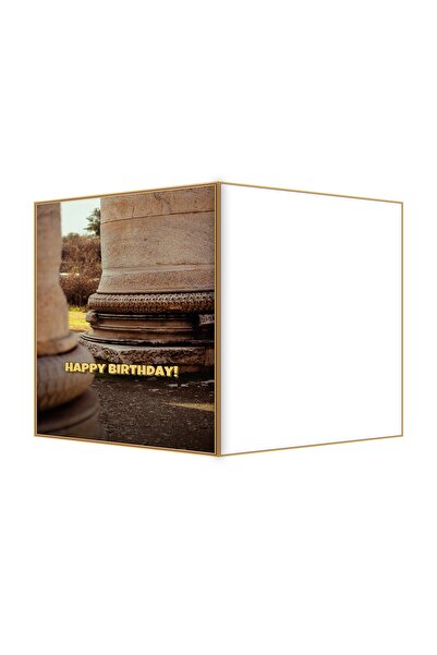 OEM Eroded Stone Pillar Birthday Card, Elegant Design, 13.3x19.4cm Folded